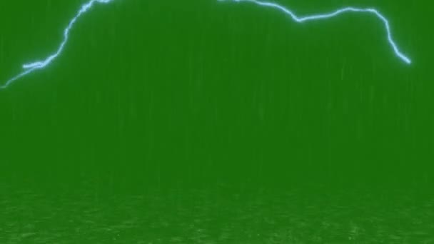 Chuva Com Trovão Tela Verde Animada Vídeo Alta Resolução Vídeo — Vídeo de Stock