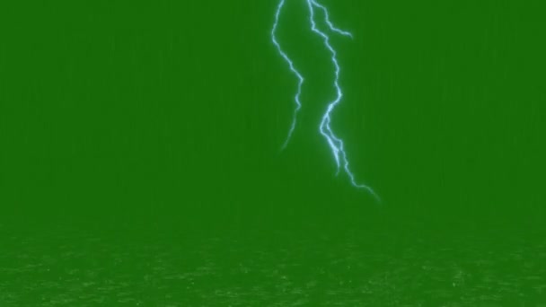 Chuva Com Trovão Tela Verde Animada Vídeo Alta Resolução Vídeo — Vídeo de Stock
