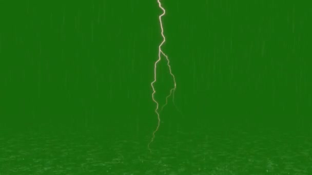 Deszcz Grzmotem Wysokiej Rozdzielczości Wideo Animowany Zielony Ekran Łatwy Edycji — Wideo stockowe