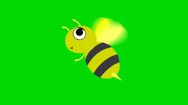 Pszczoła Kreskówka Wysokiej Jakości Animacja Zielony Ekran Wideo Łatwy Edycji — Wideo stockowe