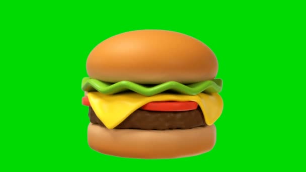 Cartoon Food Wysokiej Jakości Zielone Efekty Ekranu Łatwy Edycji Zielony — Wideo stockowe