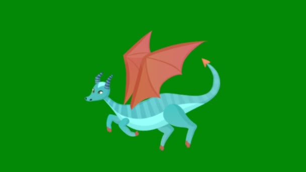 Dragon Cartoon Hoge Kwaliteit Geanimeerde Groene Scherm Video Gemakkelijk Bewerkbare — Stockvideo
