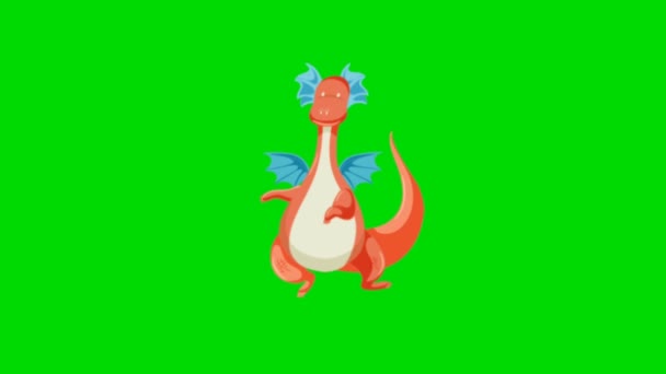 Dragon Cartoon Hochwertige Animierte Green Screen Video Leicht Editierbare Green — Stockvideo