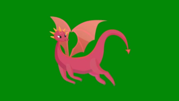 Dragon Мультфільм Високої Якості Анімований Зелений Екран Відео Легке Редагування — стокове відео