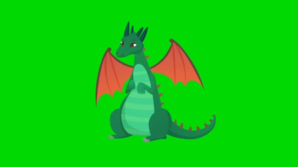 Dragon Cartoon High Quality Animated Green Screen Video Easy Editable — Stock Video