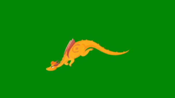 Dragon Cartoon Wysokiej Jakości Animowany Zielony Ekran Wideo Łatwy Edycji — Wideo stockowe