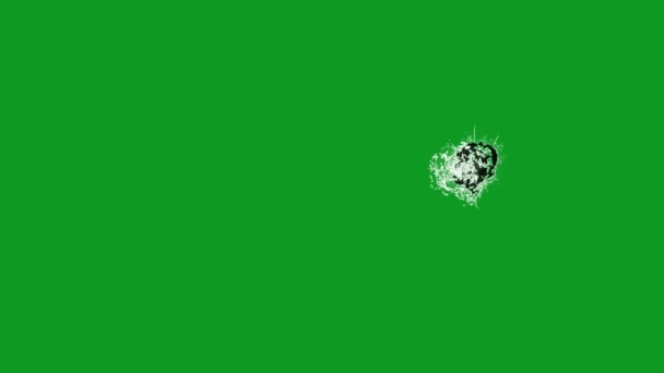 Разбитое Стеклянное Отверстие Пули Верхнего Разрешения Анимированное Видео Зеленый Экран — стоковое видео
