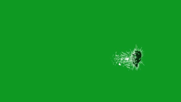 壊れたガラス弾丸の穴の上の解決アニメーションのビデオ グリーン スクリーン4K 上の選択 高需要の緑のスクリーン ビデオ 3Dアニメーション 超高精細4Kビデオ — ストック動画