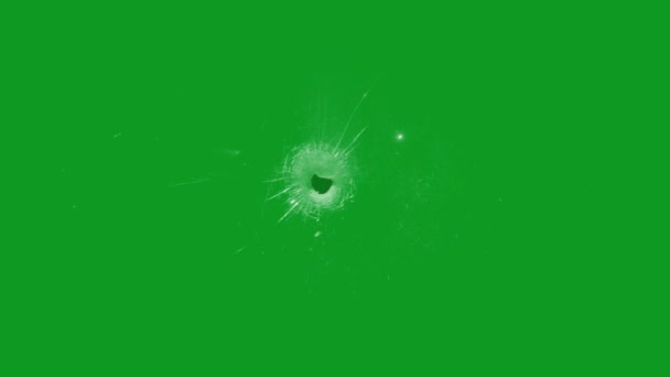 Ødelagt Glas Kugle Hul Top Opløsning Animeret Video Grøn Skærm – Stock-video
