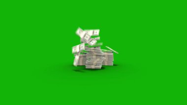 Money Falling Top Resolution animasyon yeşil ekran video 4k, Kolay düzenlenebilir yeşil ekran video, yüksek kaliteli vektör 3D illüstrasyon, Üst Seçili yeşil ekran arkaplan