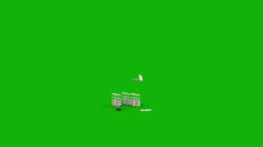 Money Falling Top Resolution animasyon yeşil ekran video 4k, Kolay düzenlenebilir yeşil ekran video, yüksek kaliteli vektör 3D illüstrasyon. Üst seçim yeşil ekran arkaplanı