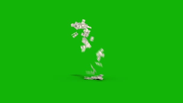 Money Falling Top Resolution Animation Green Screen Video Easy Editable — Stock Video