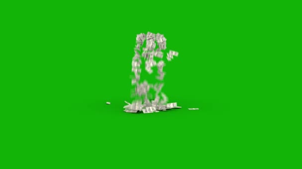 Dinero Cae Arriba Resolución Animación Pantalla Verde Video Fácil Editable — Vídeo de stock