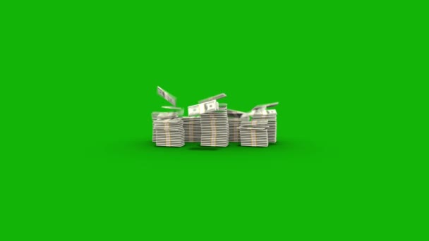 Деньги Падение Верхнего Разрешения Анимации Зеленый Экран Видео Легкий Съедобный — стоковое видео