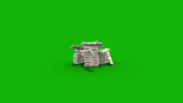お金の落下トップ解像度アニメーショングリーンスクリーンビデオ4K 簡単に編集可能なグリーンスクリーンビデオ 高品質のベクター3Dイラスト トップの選択 緑のスクリーンの背景 — ストック動画