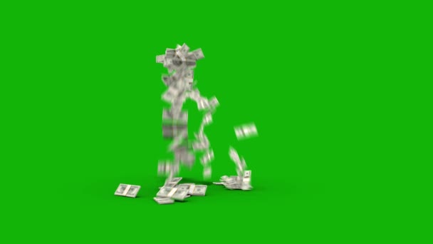 Dinero Cae Arriba Resolución Animación Pantalla Verde Video Fácil Editable — Vídeos de Stock