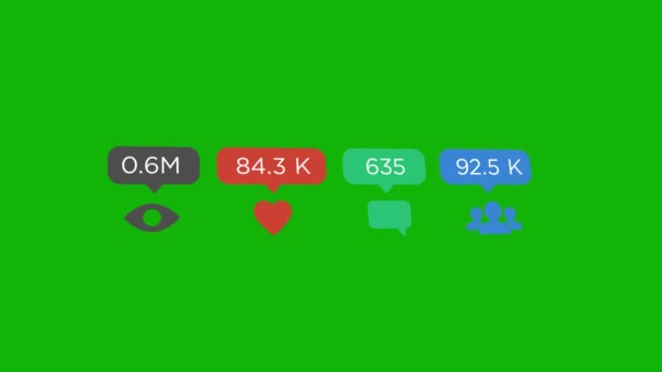 社交媒体计数器 喜欢高分辨率的绿色屏幕4K 容易编辑的绿色屏幕视频 高质量的矢量3D插图 首选绿色屏幕背景 — 图库视频影像