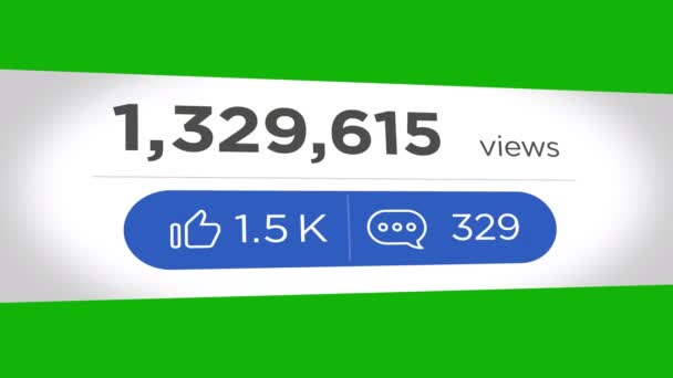 Social Media Counter Top Felbontás Zöld Képernyő Könnyen Szerkeszthető Zöld — Stock videók