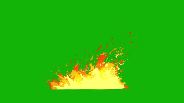 Kreskówka Ogień Top Rozdzielczość Zielony Ekran Materiał Łatwy Edycji Zielony — Wideo stockowe