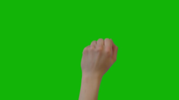 Female Hand Top Resolution Animated Green Screen Easy Editable Green — Stock Video