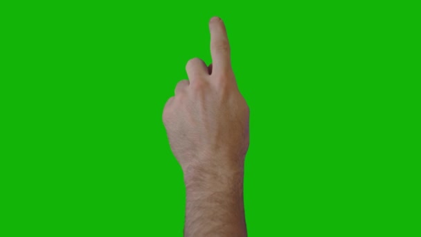 Male Hand Top Resolution Green Screen Video Easy Editable Green — Stock Video