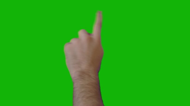 Man Hand Topp Upplösning Grön Skärm Video Lätt Redigerbar Grön — Stockvideo