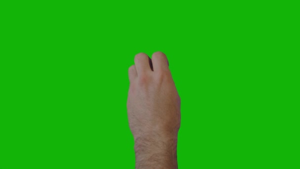 Man Hand Topp Upplösning Grön Skärm Video Lätt Redigerbar Grön — Stockvideo