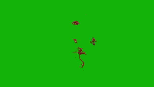 Splatter Sangue Parte Superior Parede Animação Resolução Verde Tela Vídeo — Vídeo de Stock
