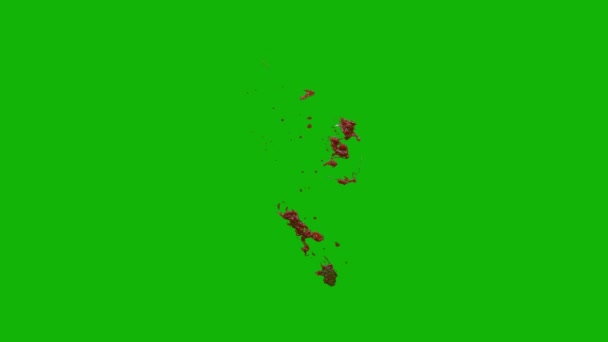 Blood Splatter Wall Top Resolution Animation Green Screen Video Easy — стоковое видео