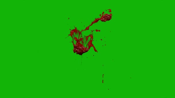 Blood Splatter Wall Top Resolution Animation Green Screen Video Easy — стоковое видео