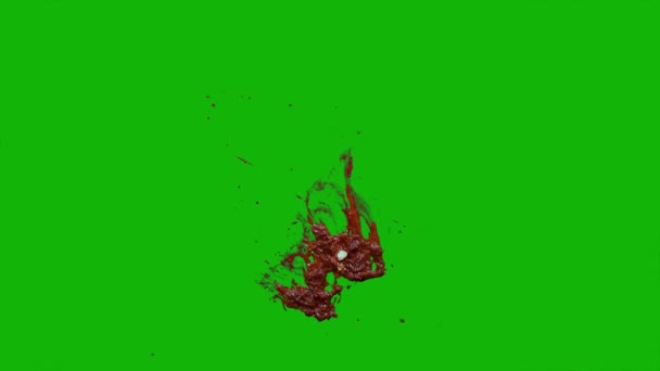 Blood Splatter Wall Top Resolution Animation Green Screen Video Easy — Stockvideo