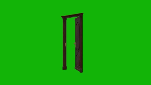 Открытая Дверь Разрешение Зеленого Экрана Легкий Съедобный Зеленый Экран Видео — стоковое видео