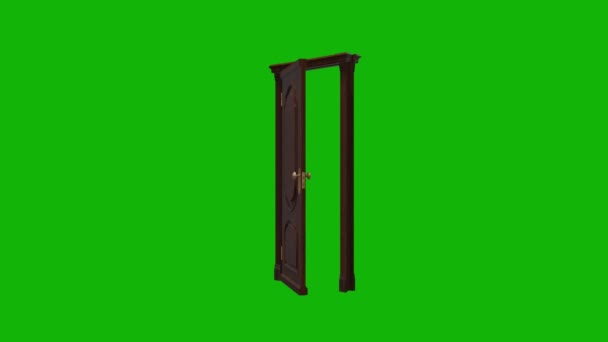 Двері Відкрити Верхній Роздільній Здатності Зелений Екран Кадри Просте Редагування — стокове відео