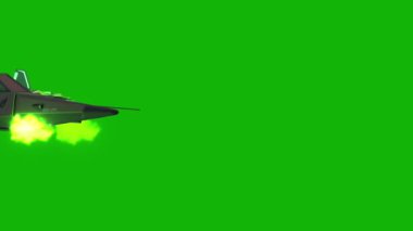 Uzay savaş gemisi en üstte uçar. Yeşil ekran arka plan 4k, kolay düzenlenebilir yeşil ekran video, yüksek kaliteli vektör 3D illüstrasyon. Üst seçim yeşil ekran arkaplanı