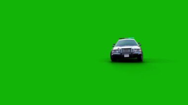 Polis arabası birinci kalite yeşil ekran arka plan 4K, kolay düzenlenebilir yeşil ekran video, yüksek kalite 3D illüstrasyon. Üst seçim yeşil ekran arkaplanı