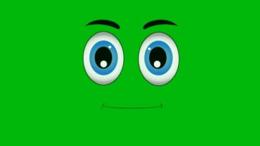 Yeşil Ekranda Çizgi Yüz Animasyonu, Kolay düzenlenebilir yeşil ekran videosu, yüksek kaliteli 3D illüstrasyon vektörü. Üst seçim yeşil ekran arkaplanı