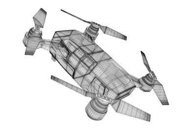 İHA 3D model siyah arkaplanda izole edildi