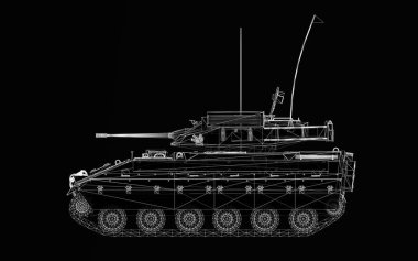 Arkaplanda izole edilmiş zırhlı piyade aracı modeli