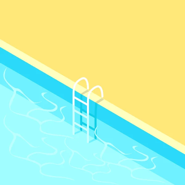 Isometrisches Schwimmbad Mit Treppe Und Klarem Wasser Sommerurlaub Pool Buntes — Stockvektor