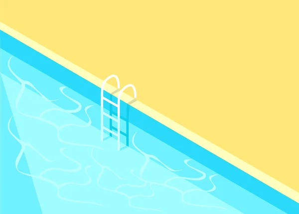 等距游泳池 有楼梯和清澈的水 在游泳池边的暑假夏日欢乐的五彩斑斓的画面 — 图库矢量图片