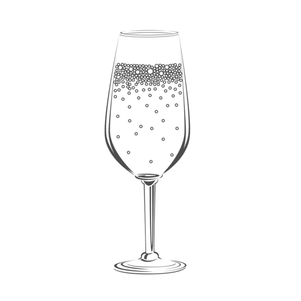 Glass Champagneikon Silhouette Vektorikon Trukket Med Linje Isolert Moderne Stil – stockvektor