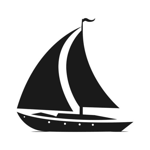 Sailing schooner icon. Sea tours, travel and recreation. Vector illustration black on white.