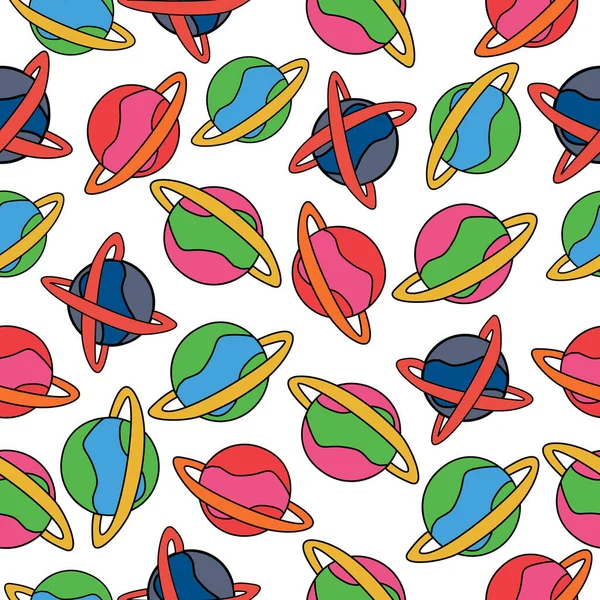 Yıllarda Hippi Tarzında Farklı Elementlerle Kusursuz Çok Renkli Psikedelik Desen — Stok Vektör