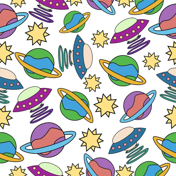 Motif Psychédélique Multicolore Sans Couture Avec Différents Éléments Dans Style — Image vectorielle