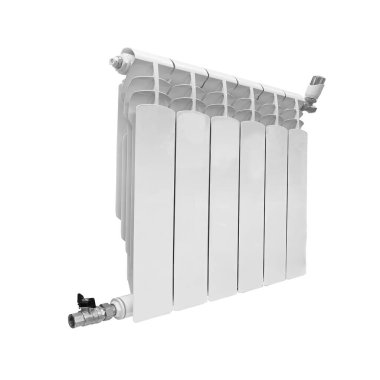 Heater battery isolated on black background. Radiator. Home water heater convector isolated. Heating convector.