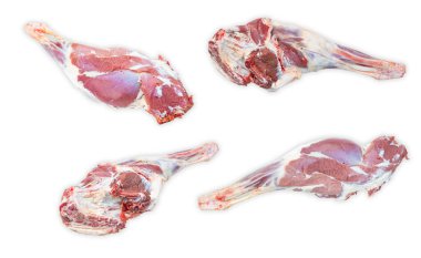 Beyaz arka planda izole edilmiş taze taze taze et seti.