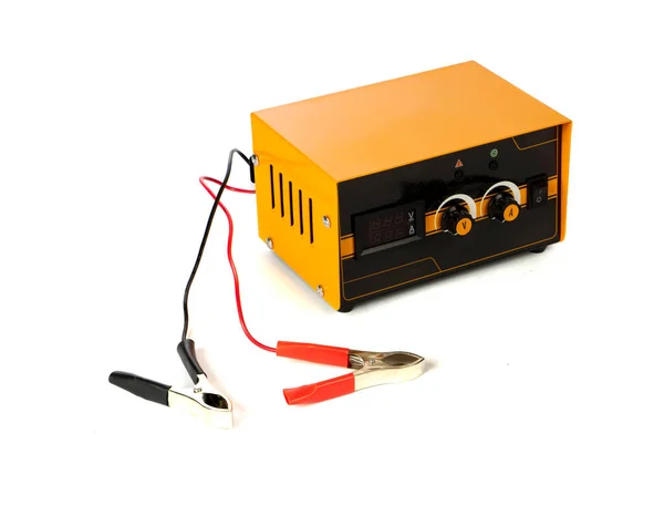 Bärbar Bil Batteri Laddare Isolerad Vit Bakgrund — Stockfoto