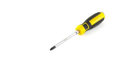 screwdriver with plastic yellow hand isolated over white background 