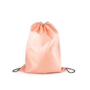 Drawstring paketi şablonu klasik pembe tekstil beyaz üzerinde izole