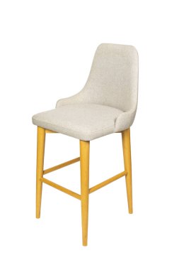 Tek Uzun Tahta Bacak Sandalyesi Beyaz Arkaplanda İzole Edildi